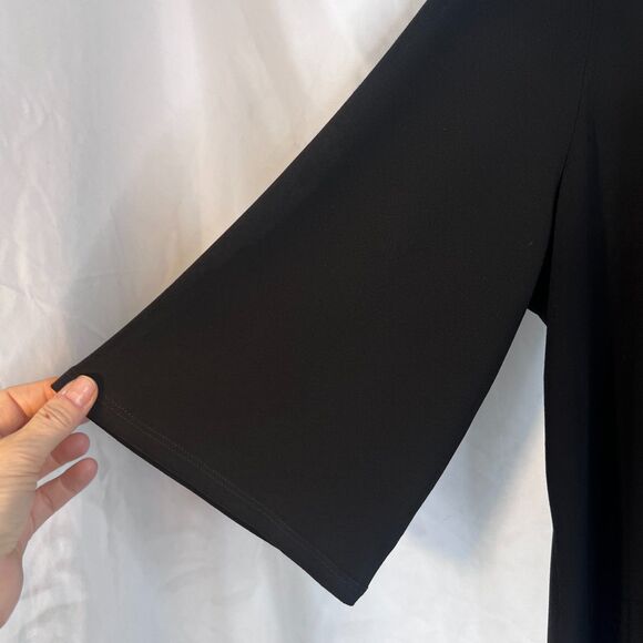 Susan Graver Black Basic Wide 3/4 Sleeve Top Scoop Neck Size Large Casual - Picture 4 of 7